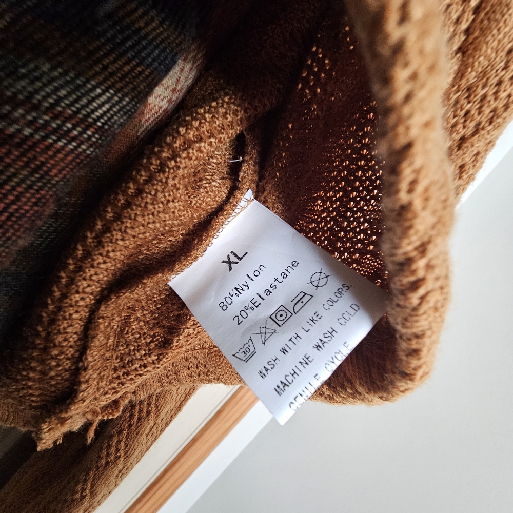 Brown Knit Sweater And Plaid Dress